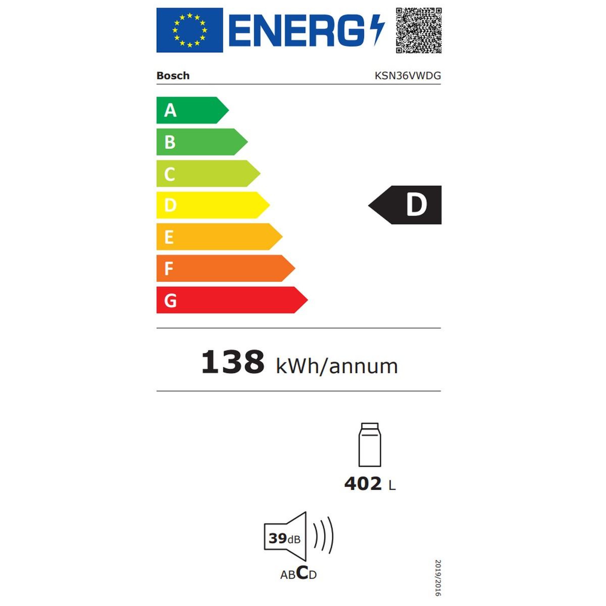 Voir la diapositive 2 : BOSCH Réfrigérateur 1 porte 60cm 402l série 4 - KSN36VWDG