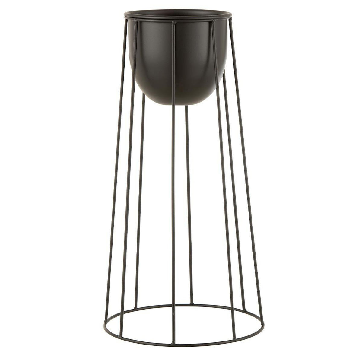 Paris Prix Cache-Pot sur Pied en Métal  Lignes  45cm Noir