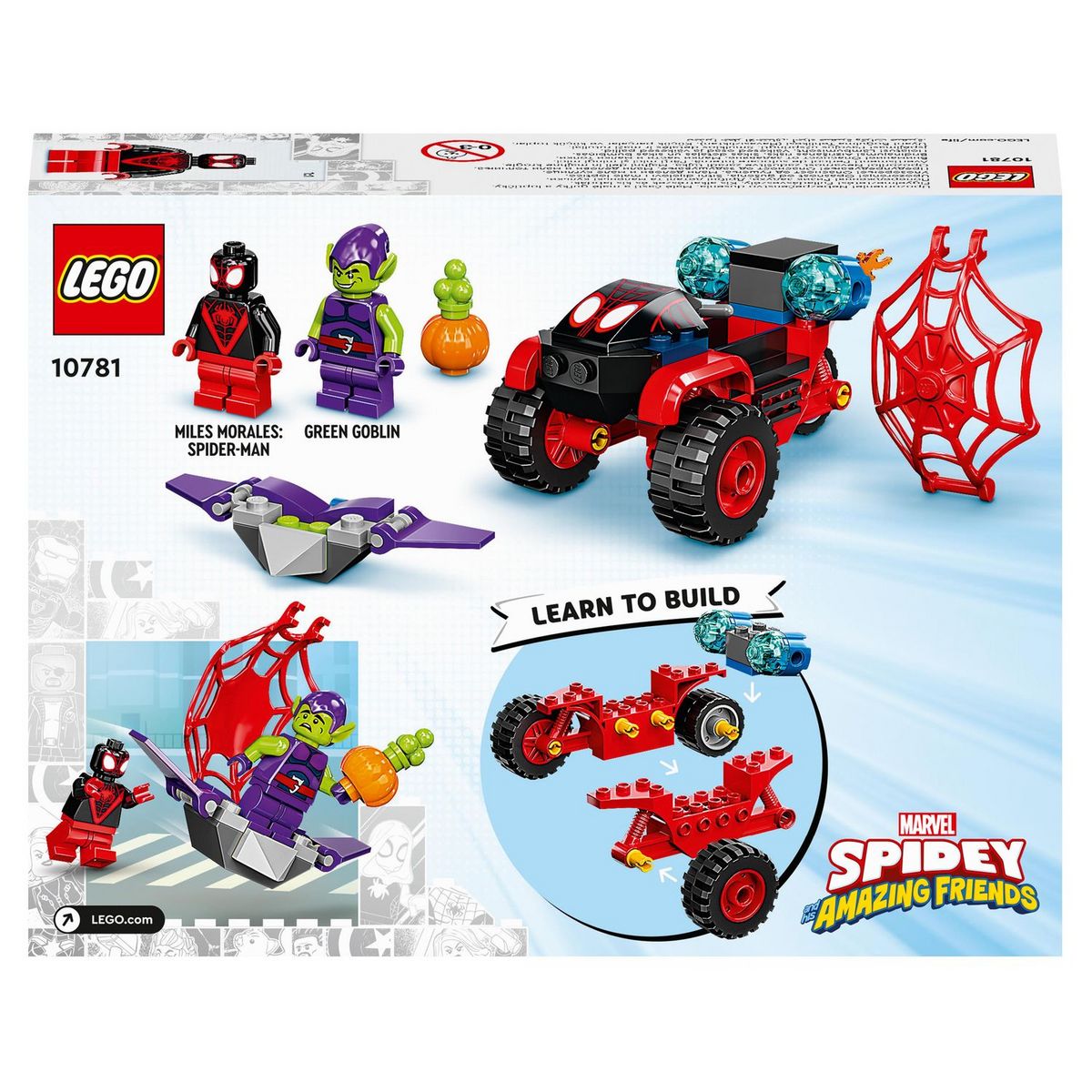 LEGO Marvel 10781 Spidey et Ses Amis Extraordinaires Miles Morales : Le Techno-Trike de Spider-Man