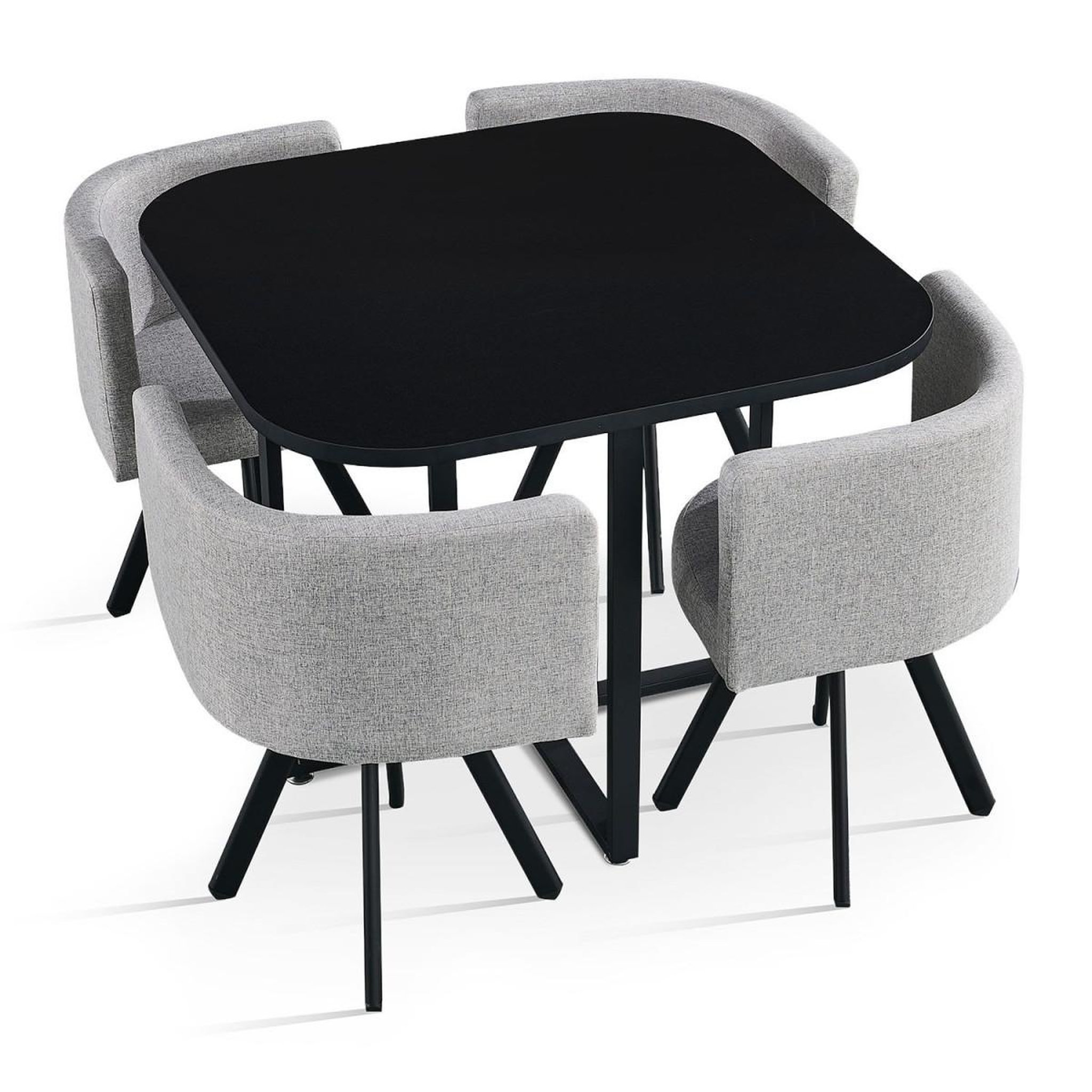 Paris Prix Ensemble table & 4 chaises  oslo  90cm noir & gris