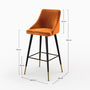 Voir la diapositive 4 : MAISON PAVANE Pack 4 chaises de bar en velours orange et jaune 78 cm-Aristote