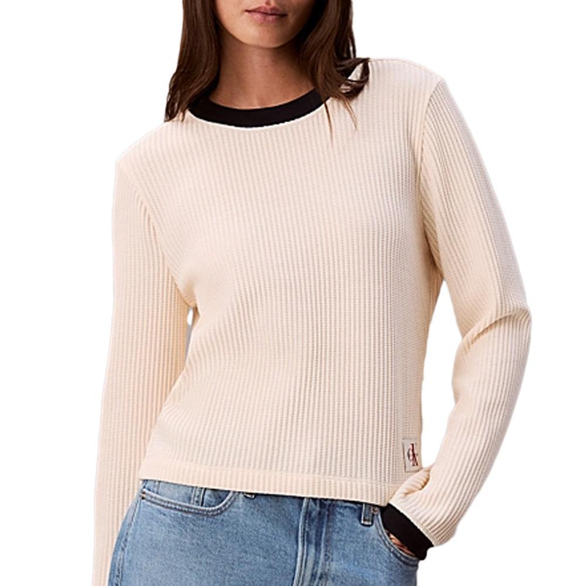 CALVIN KLEIN JEANS Pull  Beige Femme Calvin Klein Jeans Waffle. Coloris disponibles : Beige