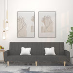 VIDAXL Canape-lit a 2 places gris fonce tissu