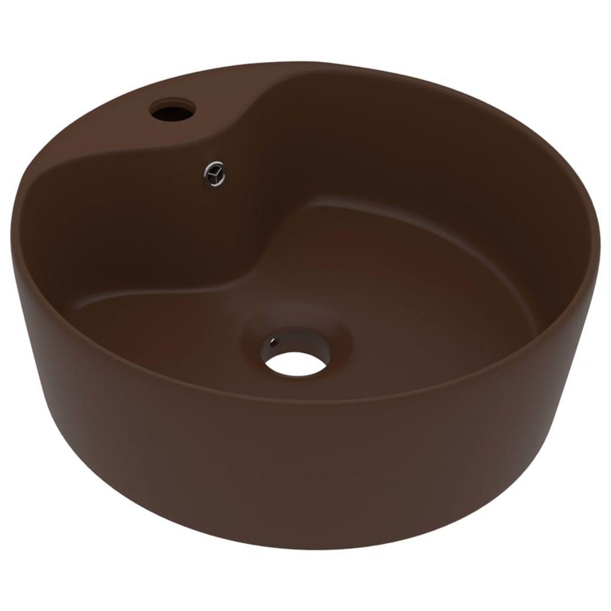 VIDAXL Lavabo avec trop-plein Marron fonce mat 36x13 cm Ceramique