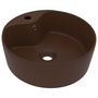 Voir la diapositive 2 : VIDAXL Lavabo avec trop-plein Marron fonce mat 36x13 cm Ceramique