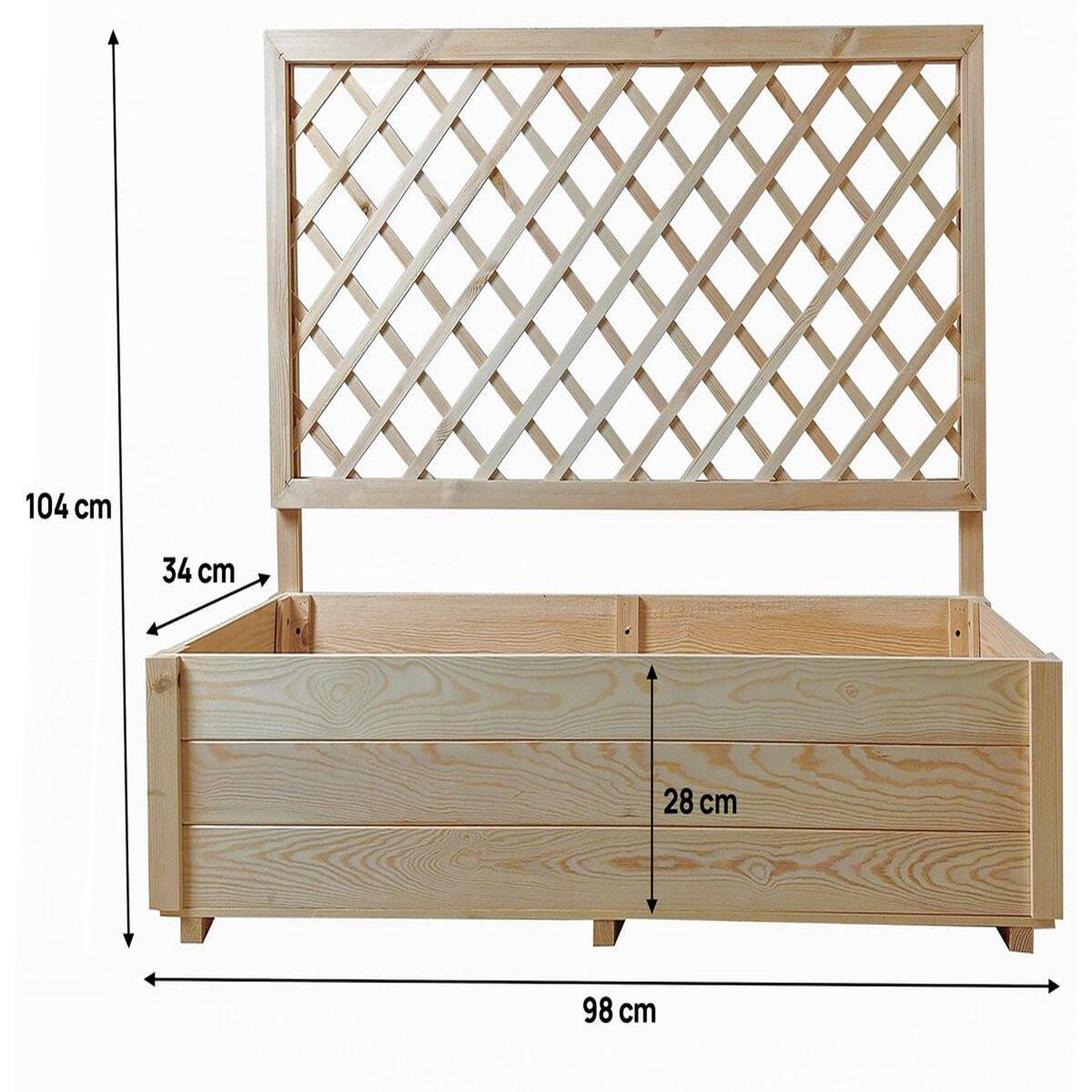 Voir la diapositive 3 : Habitat et Jardin Jardinière en bois  orpin  avec treillis - 98 x 34 x 104 cm