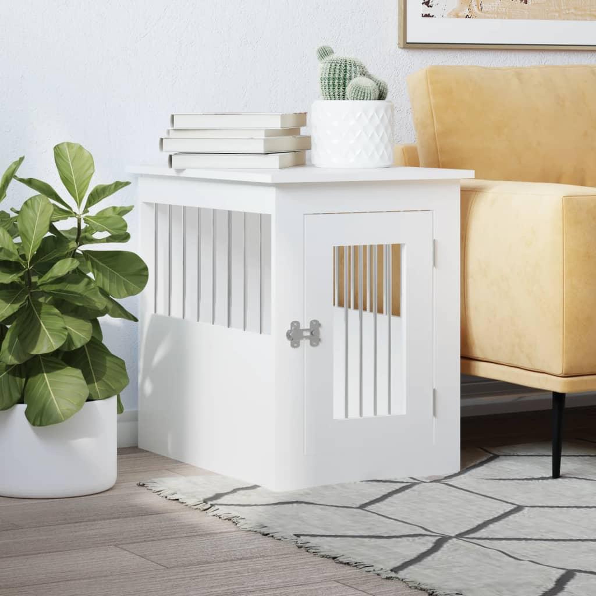 VIDAXL Meuble de cage pour chiens blanc 45x62x59 cm bois d'ingenierie