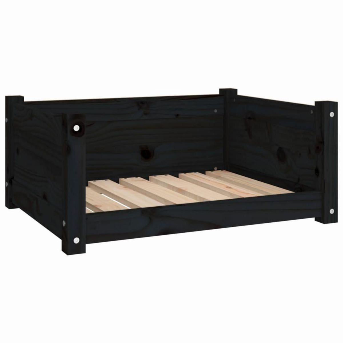 VIDAXL Lit pour chien Noir 65,5x50,5x28 cm Bois de pin solide