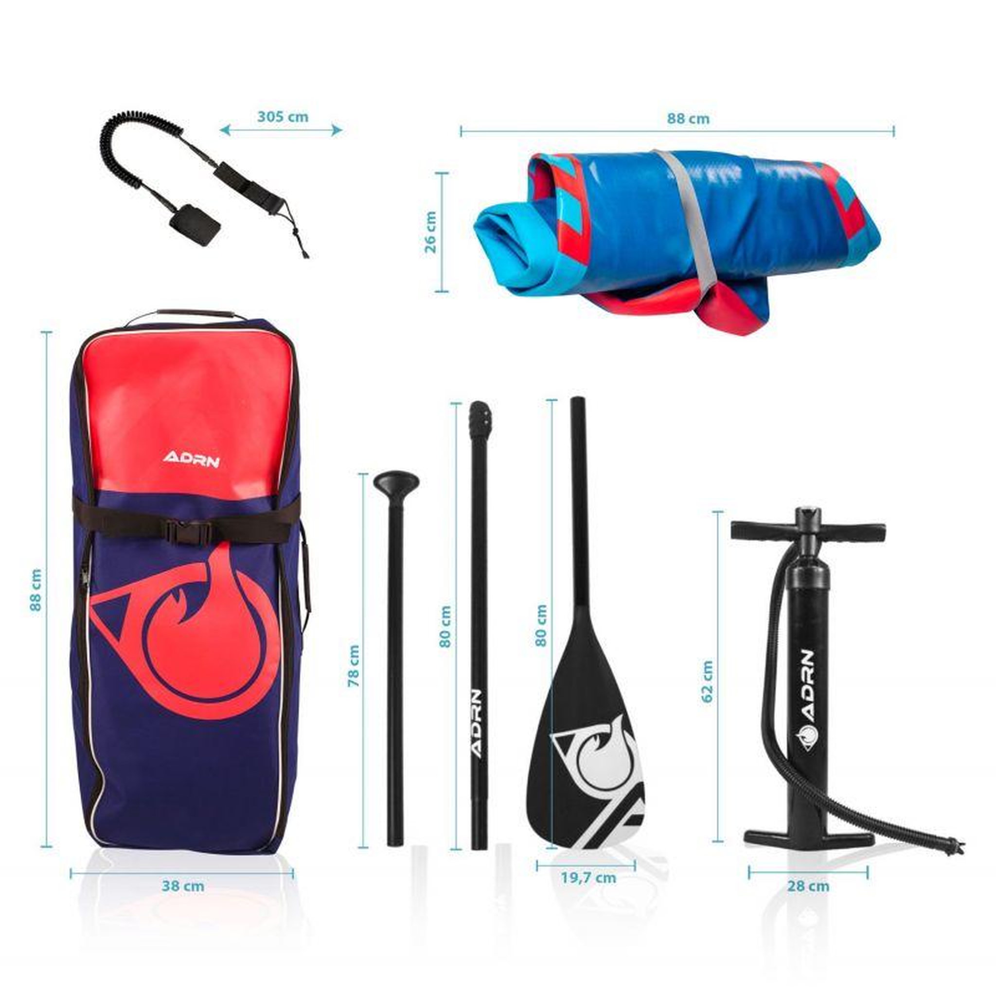 Voir la diapositive 4 : ADRENALIN Paddle Gonflable TOURER 11'6 34'' 6'' (350x86x15cm) avec Pompe, Pagaie, Dérive, Leash et Sac de transport