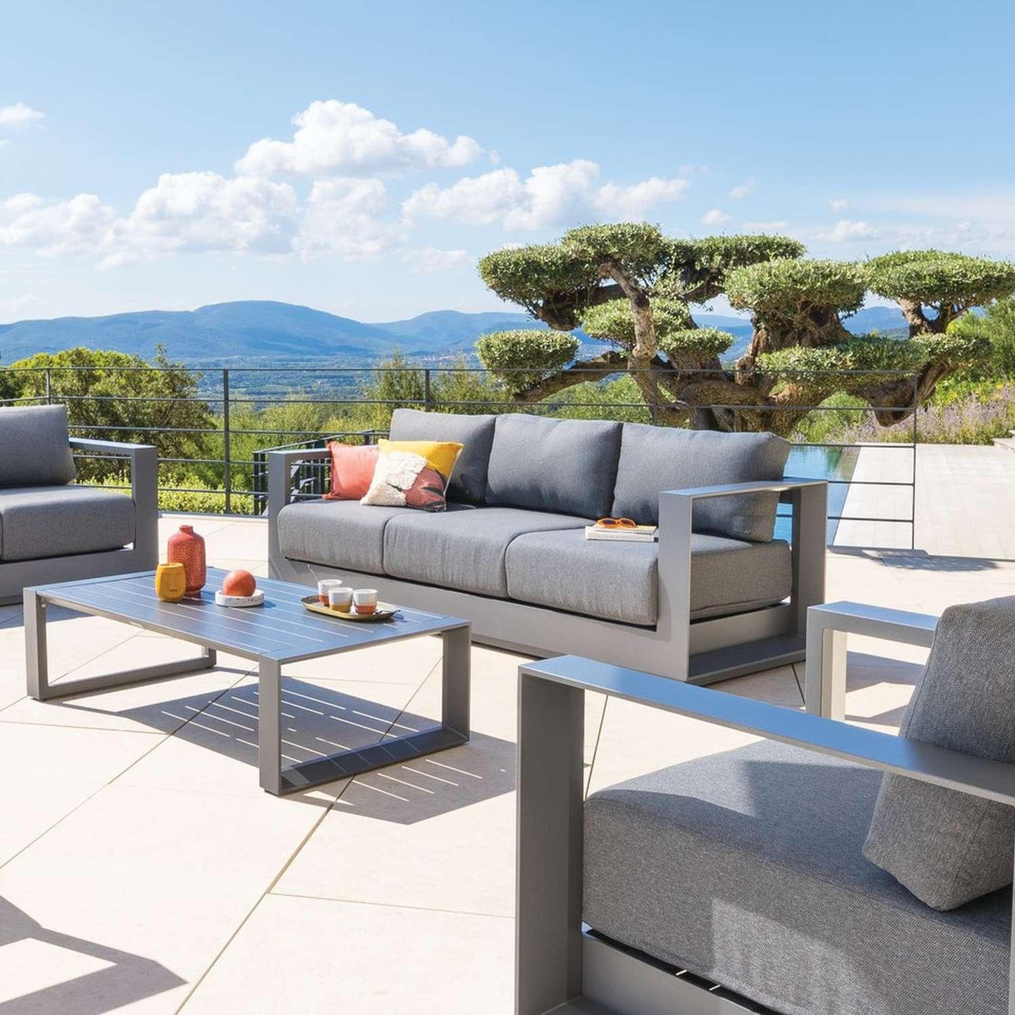 Voir la diapositive 2 : HESPERIDE Canapé de jardin en aluminium allure