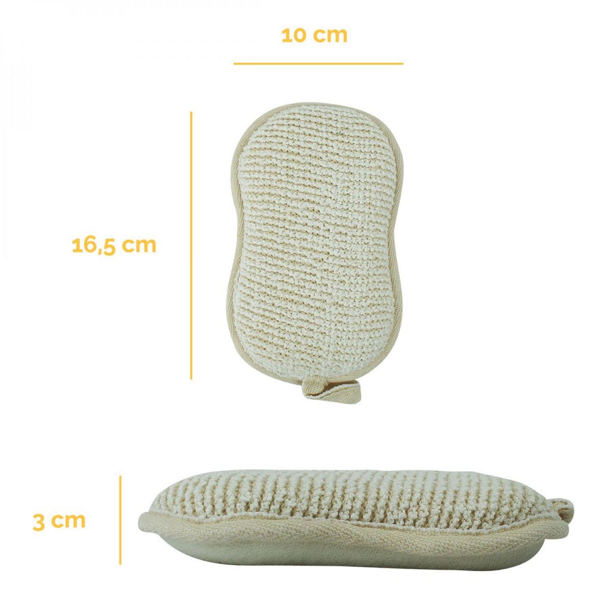 VIVEZEN Éponge exfoliante et nettoyante en fibre de bambou double face 16 x 10 x 3 cm