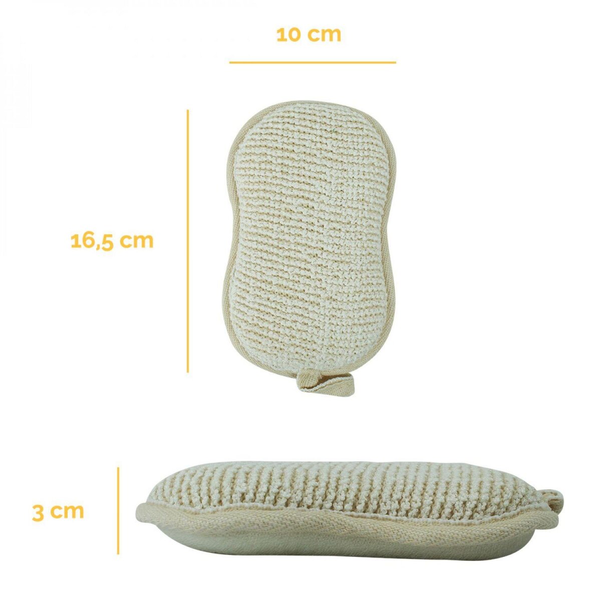 VIVEZEN Éponge exfoliante et nettoyante en fibre de bambou double face 16 x 10 x 3 cm