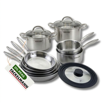 Fackelmann 4 poêles à Frire 20 24 26 et 28 cm, Casseroles 14 et 18 cm inox 18/10, Faitouts 20 et 24 cm inox 18/10 Triply, Couvercle Fackelmann Vita3