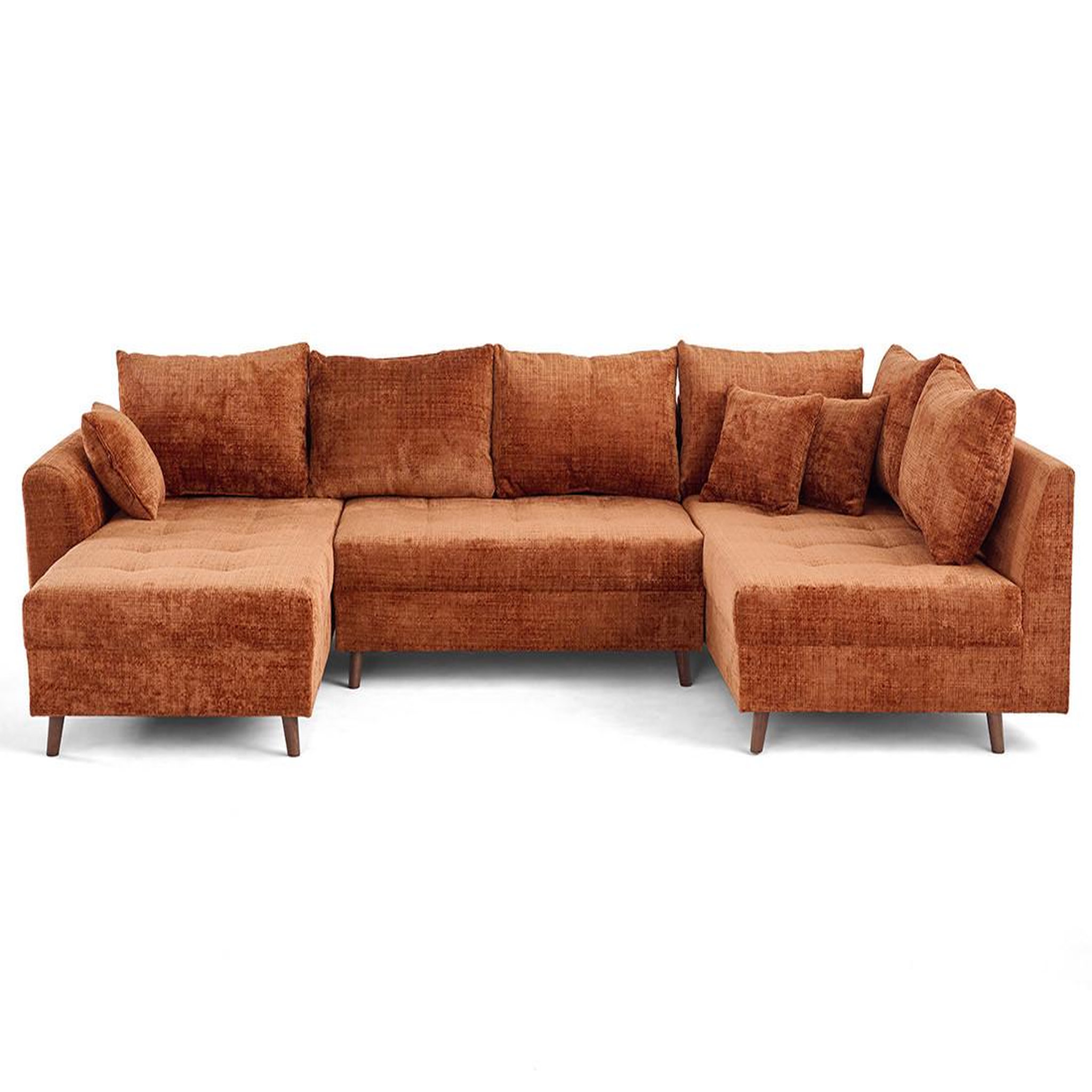 Voir la diapositive 1 : BEST MOBILIER Rune - canapé panoramique d'angle droit 7 places en velours texturé