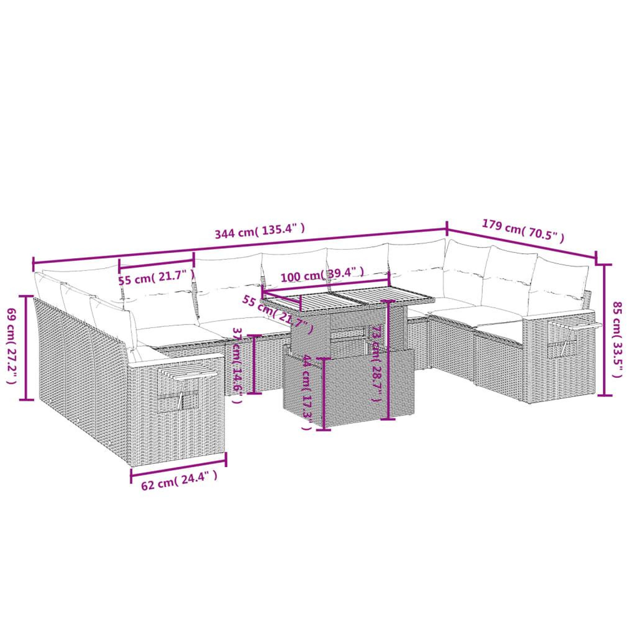 Voir la diapositive 4 : VIDAXL Salon de jardin 11 pcs avec coussins noir resine tressee