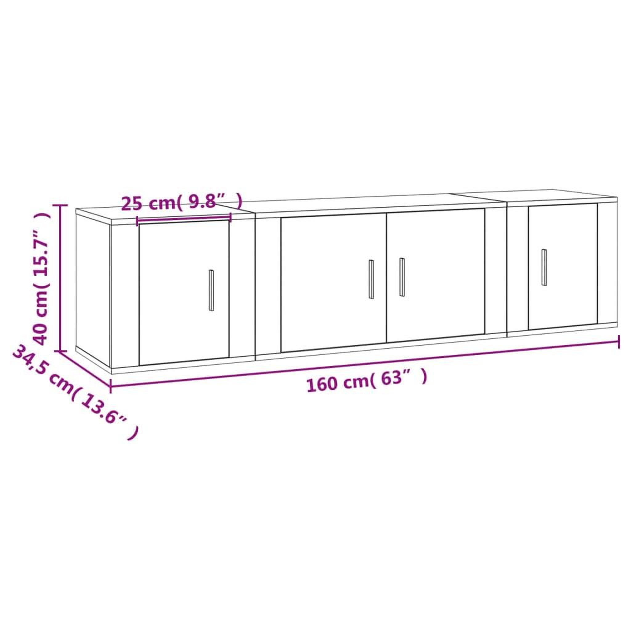 Voir la diapositive 6 : VIDAXL Ensemble de meubles TV 3 pcs Chene fume Bois d'ingenierie