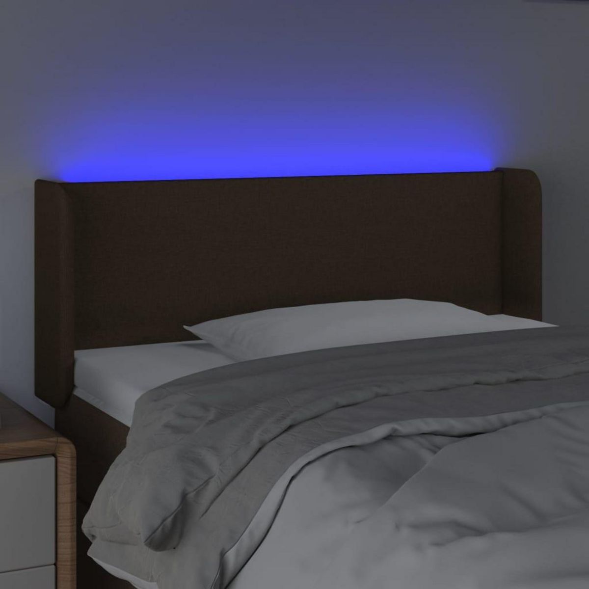 VIDAXL Tete de lit a LED Marron fonce 103x16x78/88 cm Tissu