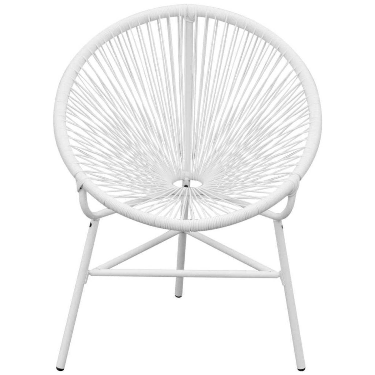 VIDAXL Chaise de jardin en corde forme de lune resine tressee blanc