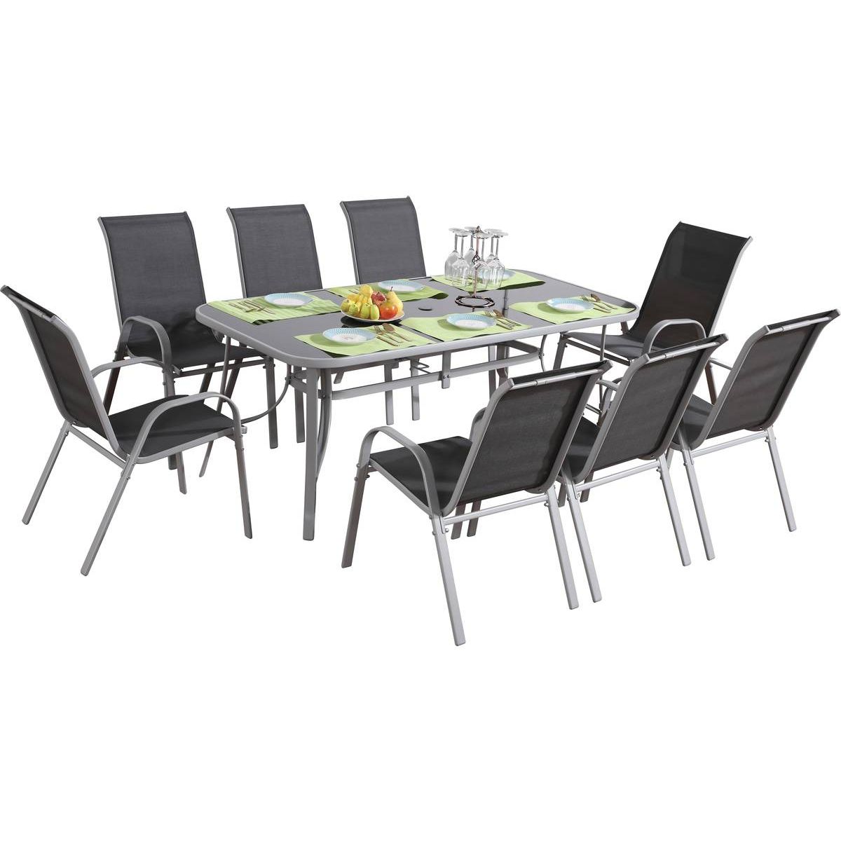 Habitat et Jardin Salon de jardin  Cordoba XL 180  8 places - Phoenix - Gris foncé