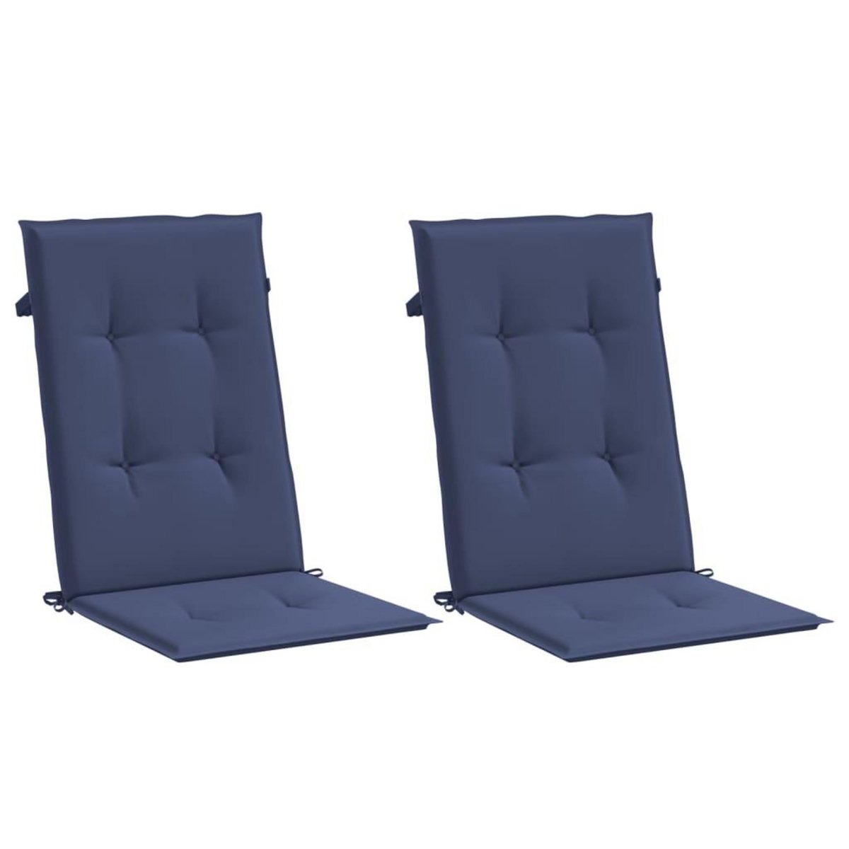 VIDAXL Coussins de chaise a dossier haut lot de 2 bleu marine tissu