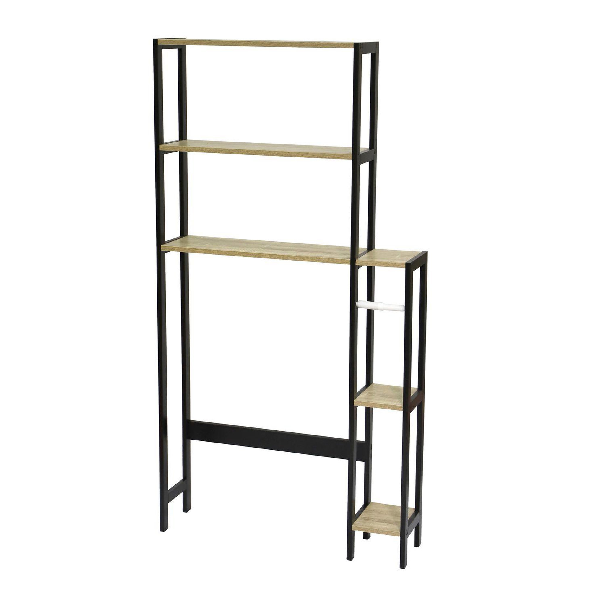 TOILINUX Etagère contour de wc colorado 5 niveaux en mdf et métal - beige et noir