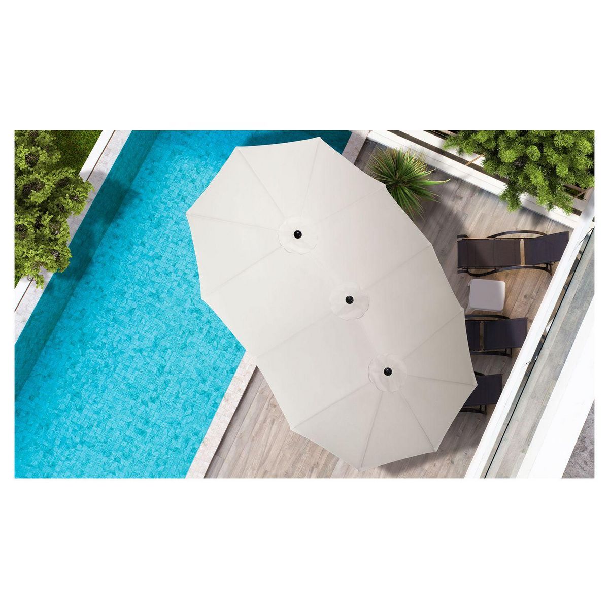 Inkazen Parasol double toile 450 x260cm créme