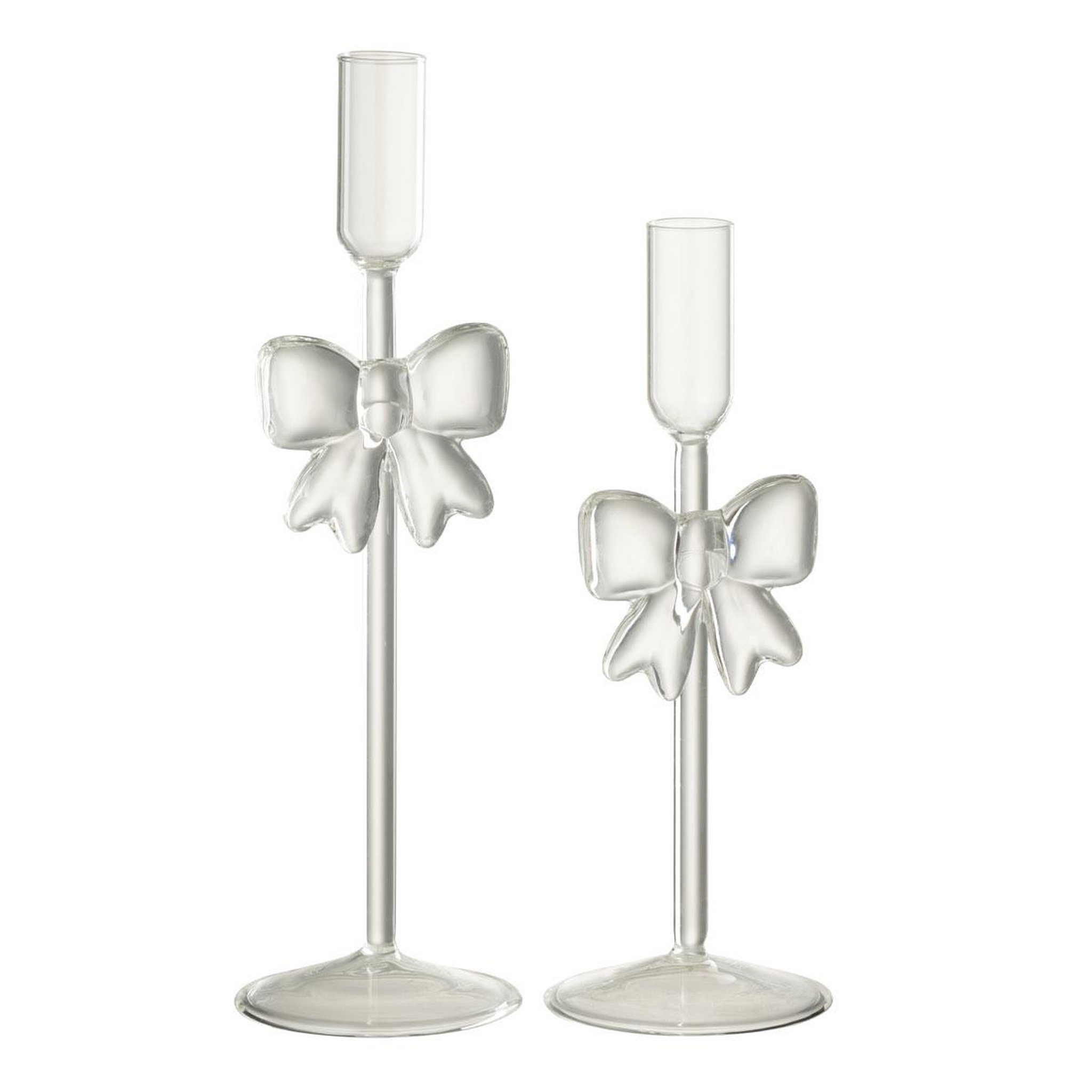 J-LINE Lot de 2 chandeliers design  nœud  27cm transparent
