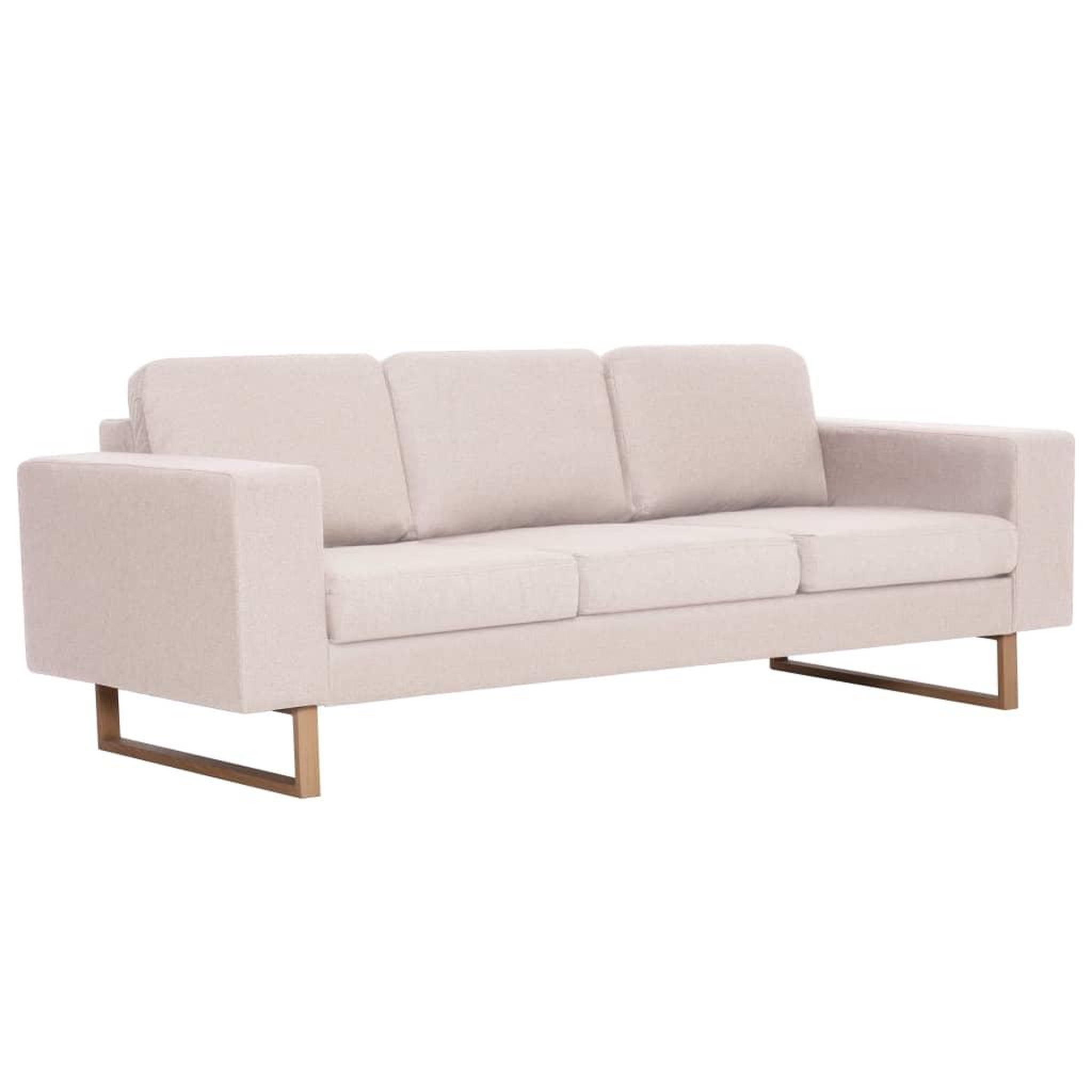 Voir la diapositive 2 : VIDAXL Canape a 3 places Tissu Creme