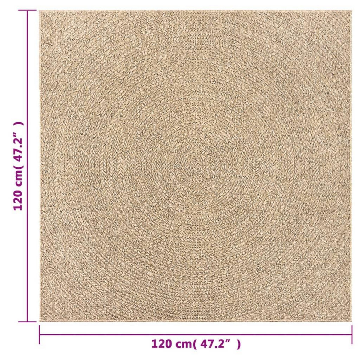 VIDAXL Tapis ZIZUR 120x120 cm aspect de jute interieur et exterieur