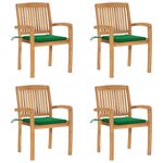VIDAXL Chaises de jardin empilables avec coussins lot de 4 Teck solide