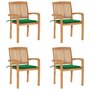 Voir la diapositive 1 : VIDAXL Chaises de jardin empilables avec coussins lot de 4 Teck solide