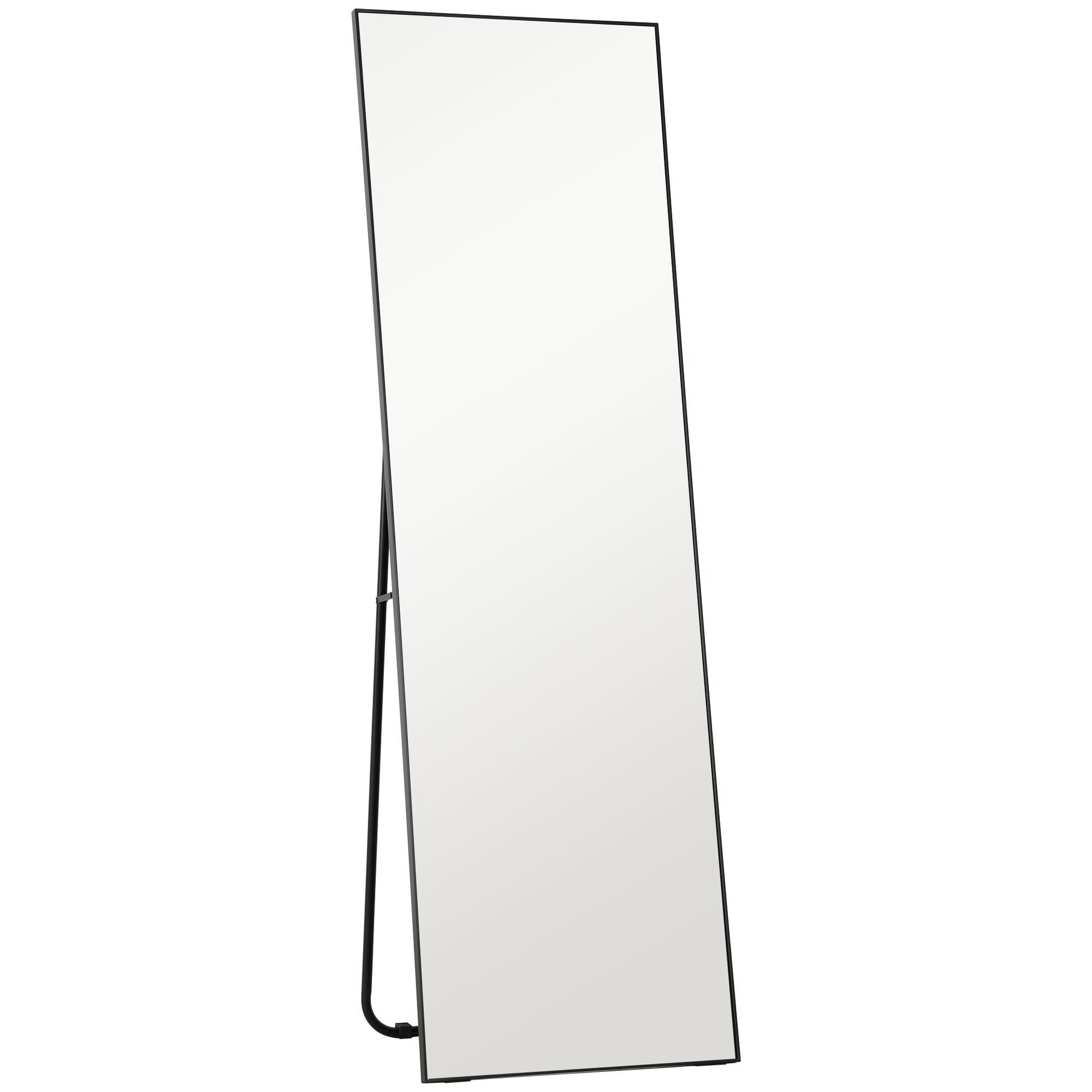 HOMCOM Grand miroir pleine longueur rectangulaire 50 x 160 cm - miroir sur pied ou mural - noir