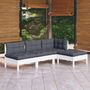 Voir la diapositive 1 : VIDAXL Salon de jardin 4 pcs avec coussins blanc bois de pin