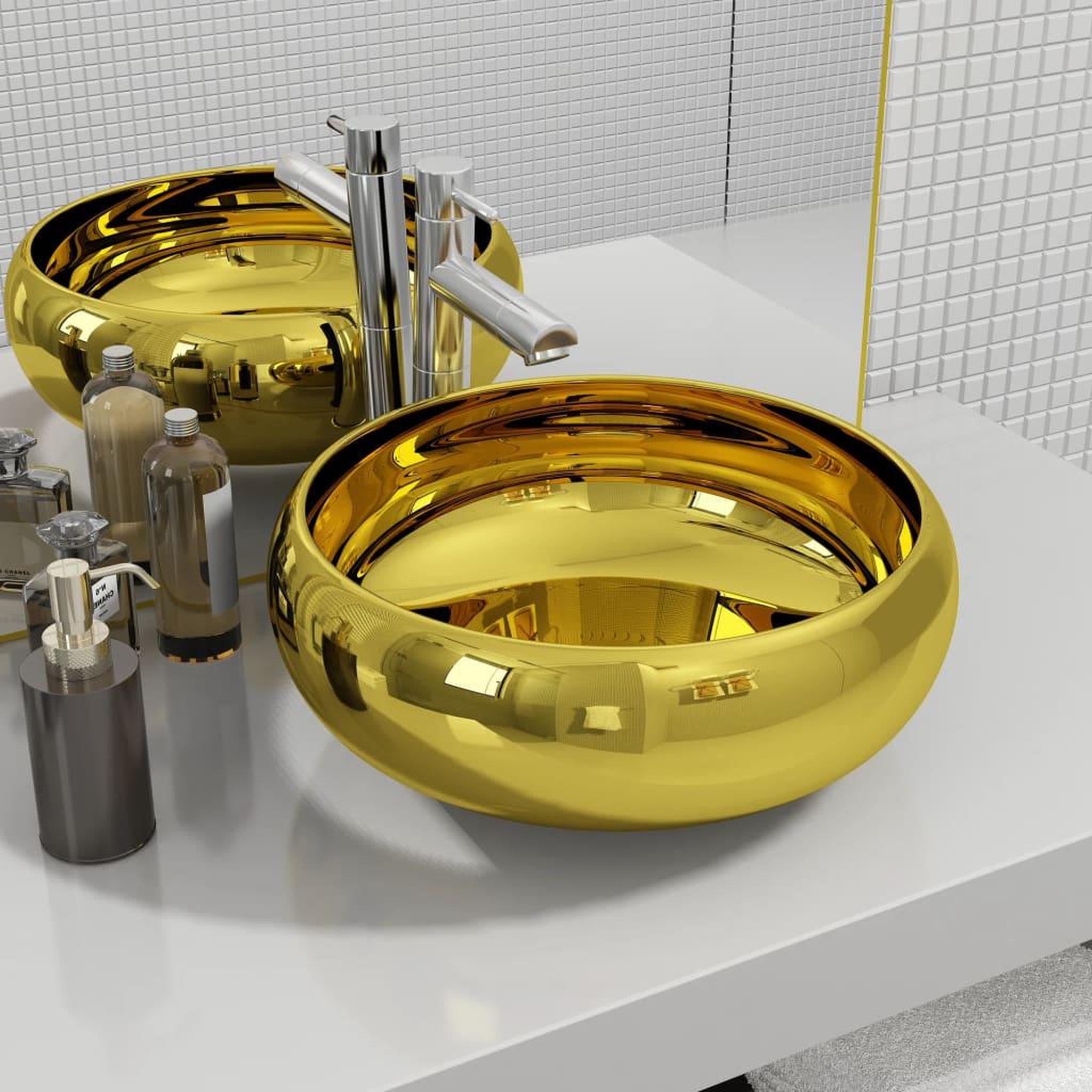 Voir la diapositive 1 : VIDAXL Lavabo 40 x 15 cm Ceramique Dore