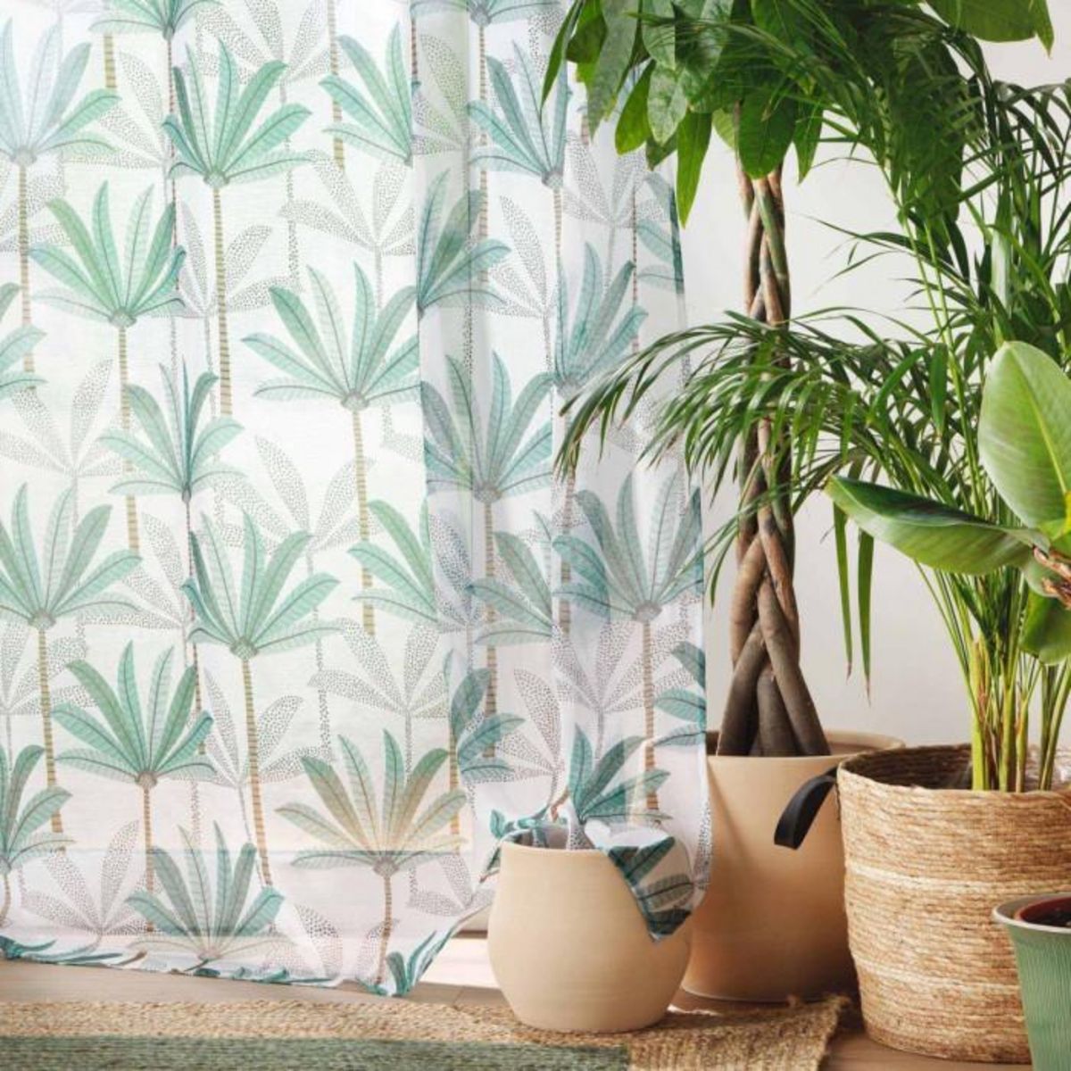 Paris Prix Rideau Voilage à Œillets  Oasis  140x240cm Vert