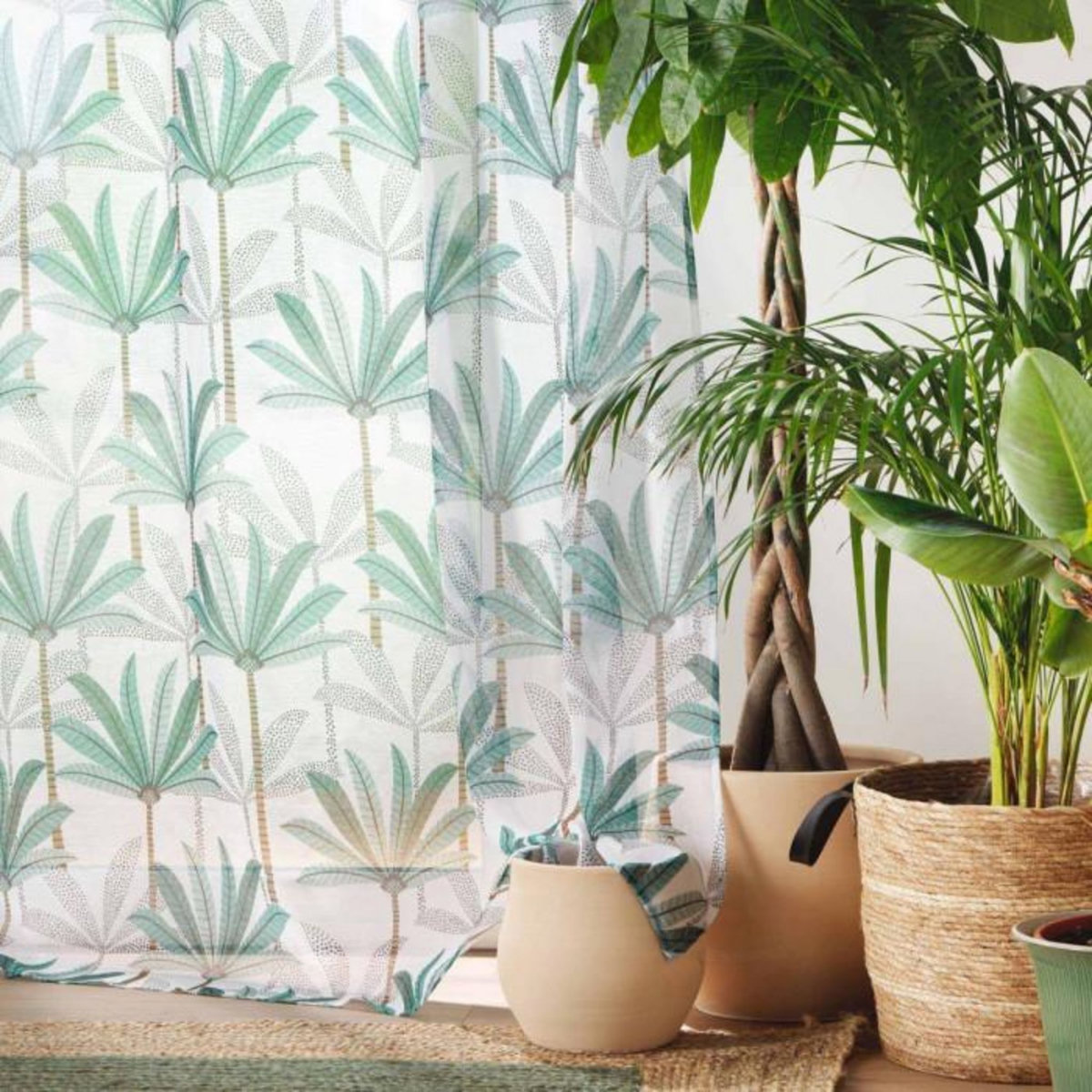 Paris Prix Rideau Voilage à Œillets  Oasis  140x240cm Vert