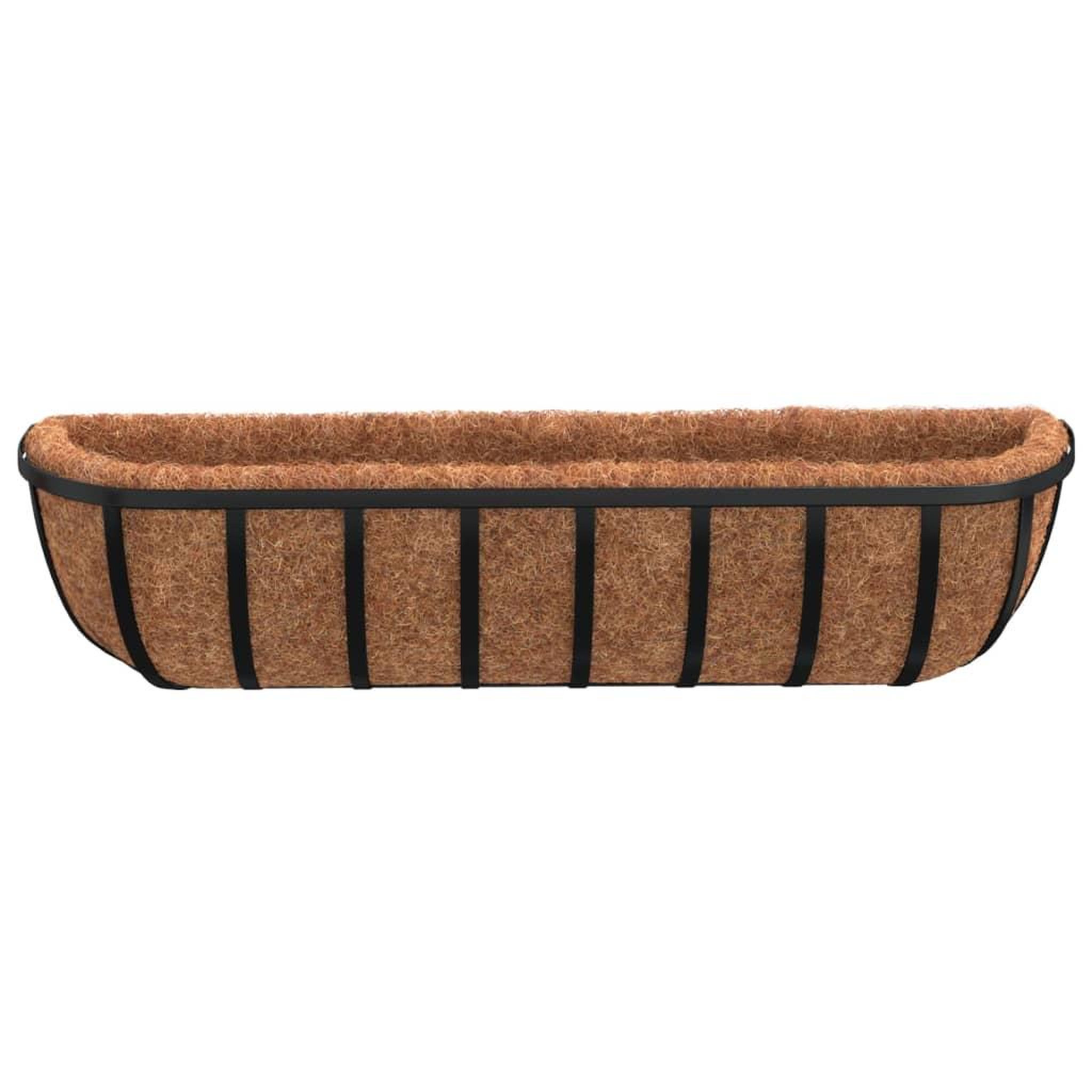 Voir la diapositive 4 : VIDAXL Jardinieres murales 2 pcs en coco noir 61x19x16 cm acier