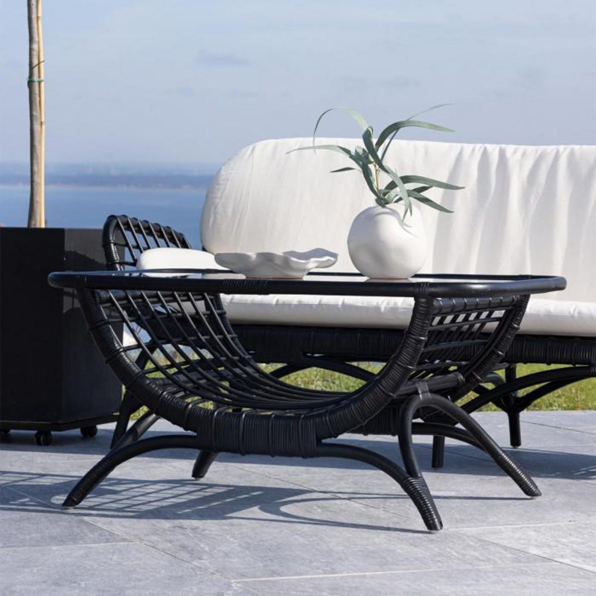 Paris Prix Table Basse de Jardin en Rotin  Moana  95cm Noir