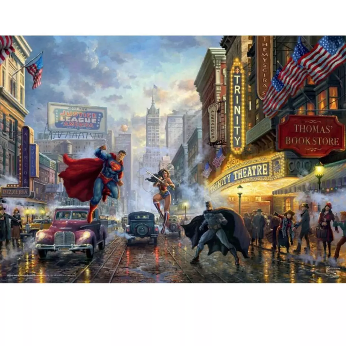 Schmidt Puzzle 1000 pièces - Thomas Kinkade : Batman, Superman and Wonder Woman – The Trinity