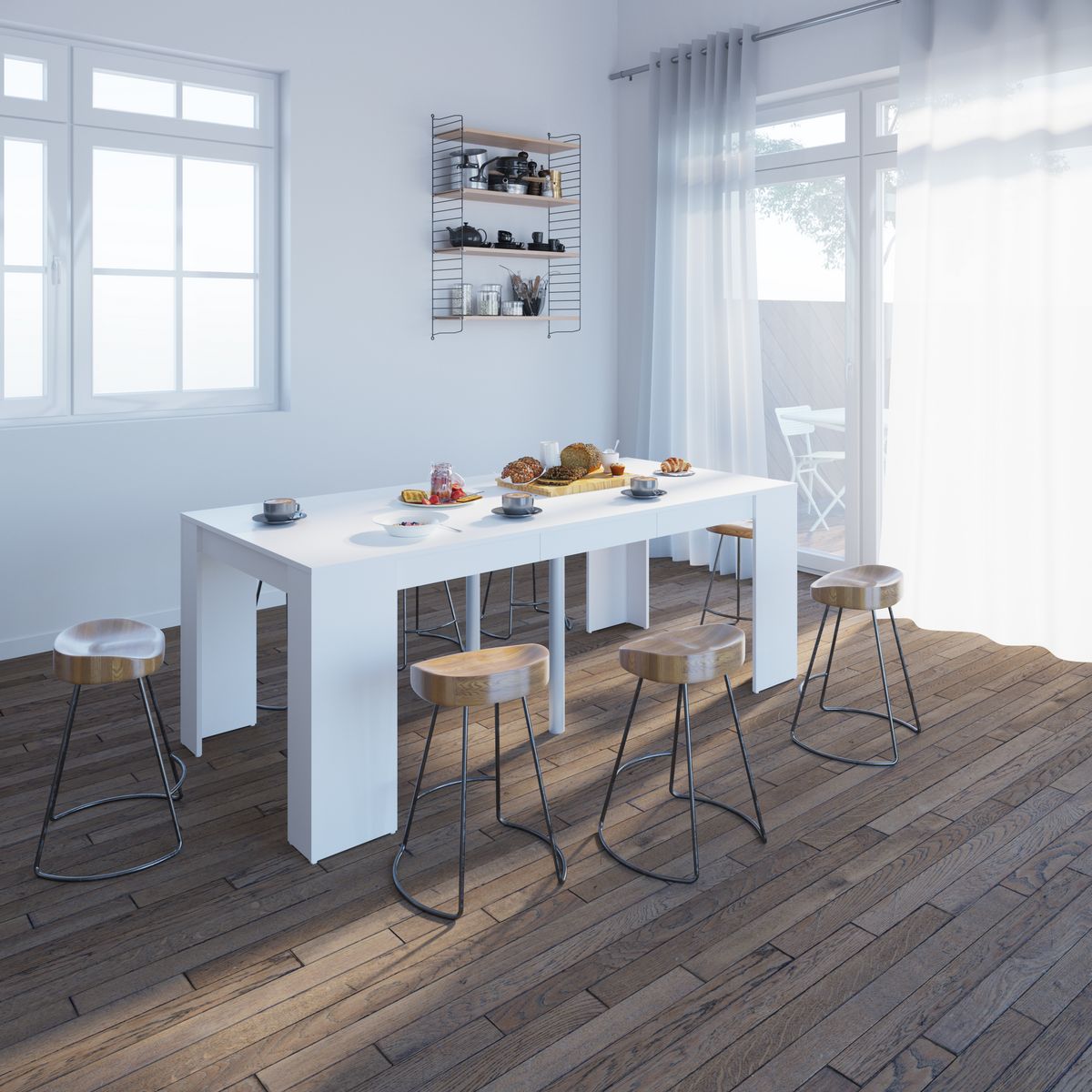 Table console extensible SOBRIO Blanc