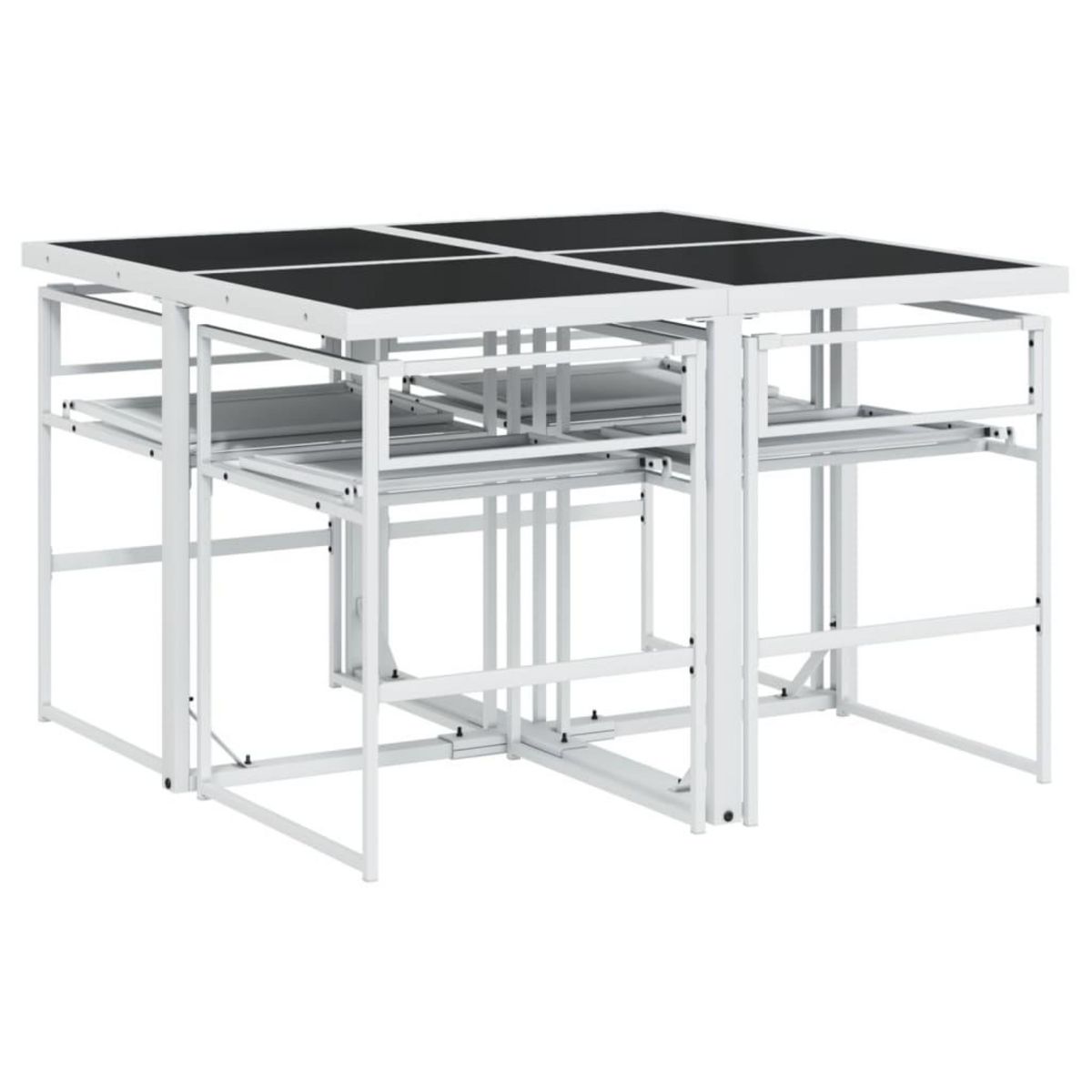 VIDAXL Ensemble a manger de jardin avec coussins 5 pcs blanc textilene