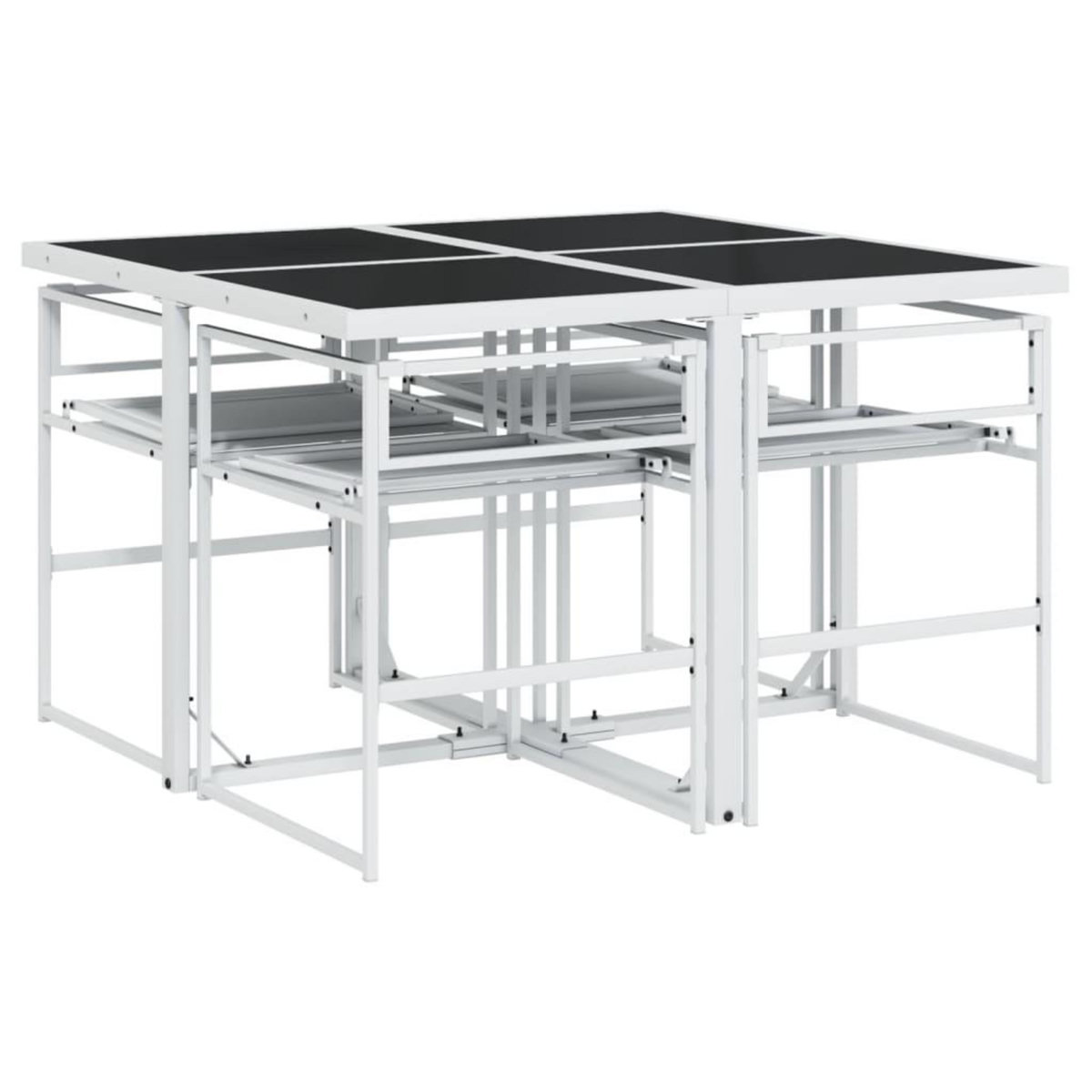 VIDAXL Ensemble a manger de jardin avec coussins 5 pcs blanc textilene