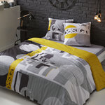 Parure housse de couette adulte coton 57 fils ARTY LOFT. Coloris disponibles : Gris