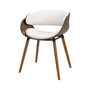 Voir la diapositive 1 : MAISON PAVANE Chaise en cuir synthétique blanc et bois plaqué noyer-Polo