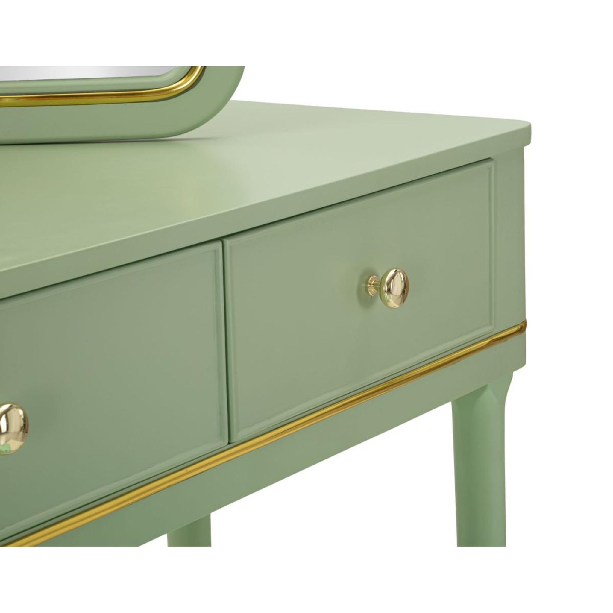 Voir la diapositive 4 : Paris Prix Coiffeuse avec miroir & tabouret  camille  120cm vert