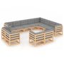 Voir la diapositive 2 : VIDAXL Salon de jardin 12 pcs avec coussins Bois de pin massif