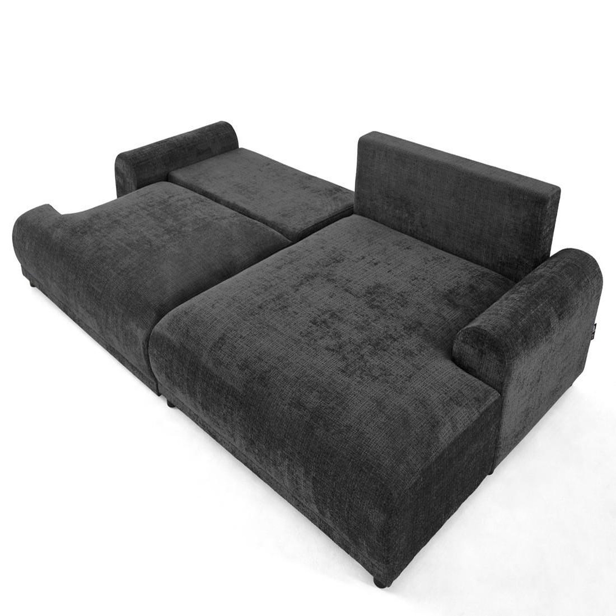 Voir la diapositive 2 : BEST MOBILIER Nelly - canapé d'angle droit 4 places convertible avec coffre en velours texturé