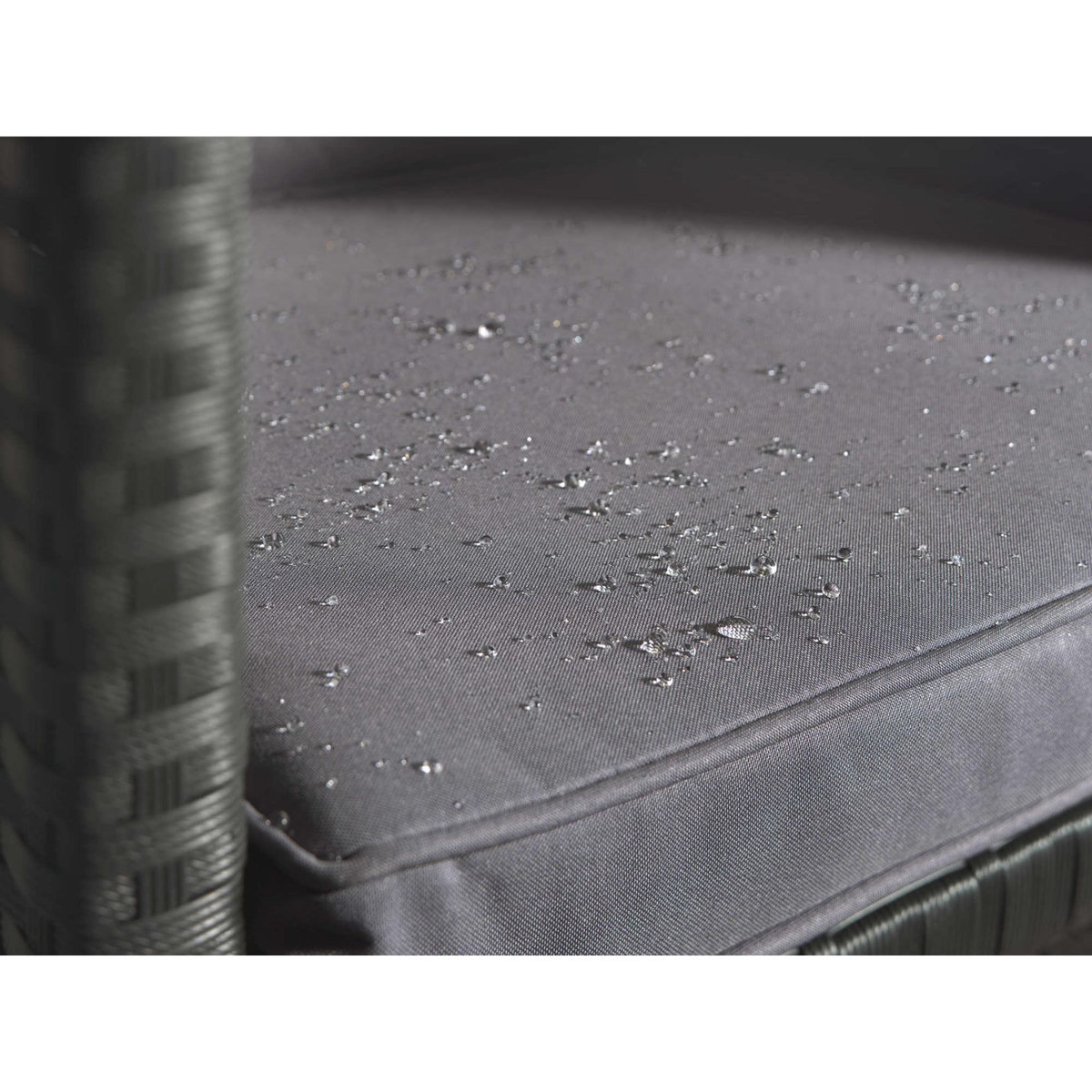 BEST MOBILIER Cuba - salon de jardin encastrable 12 places - en résine tressée - noir avec coussins gris + housse de protection