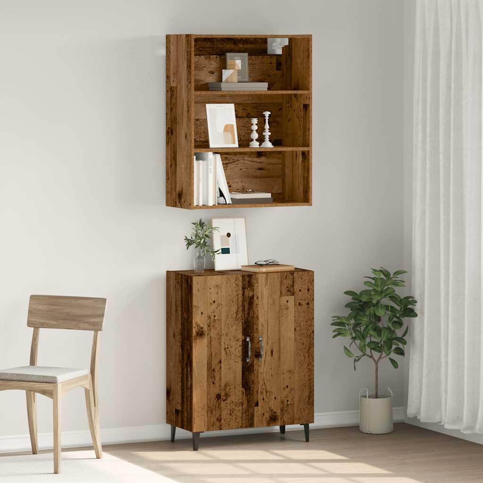 Voir la diapositive 3 : VIDAXL Buffet avec armoire murale vieux bois bois d'ingenierie