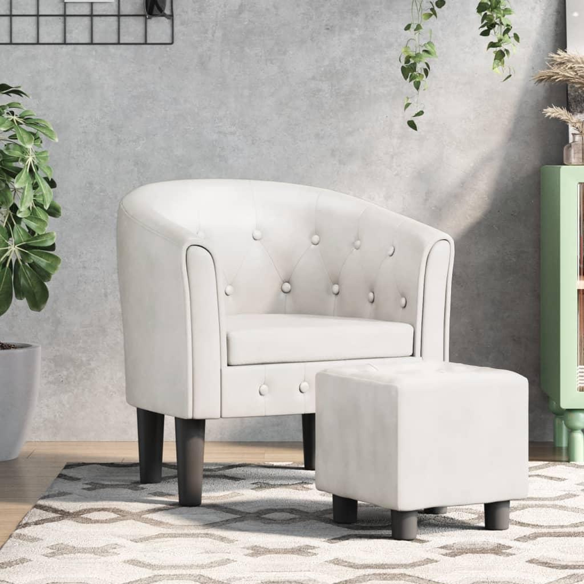 VIDAXL Chaise cabriolet avec repose-pied blanc similicuir